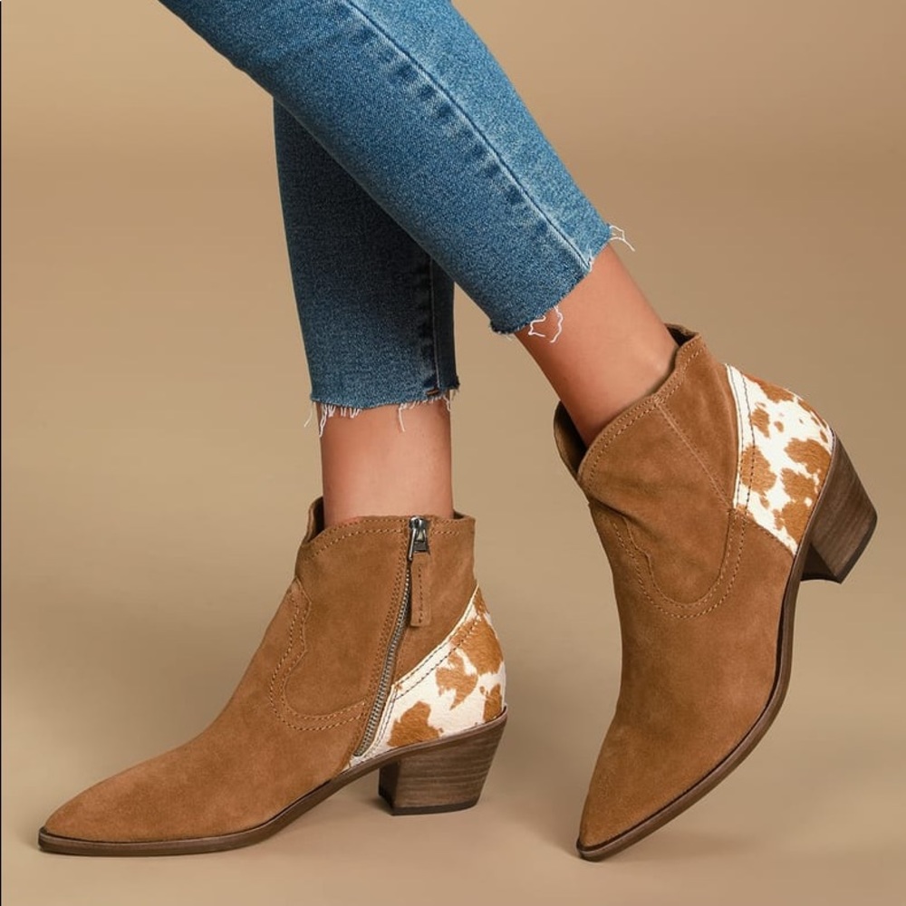 Dolce Vita cow fur booties. Size 7.5 NBW 2” heel